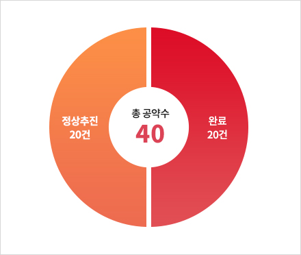 총 공약수 40 / 정상추진 20건 / 완료 20건 